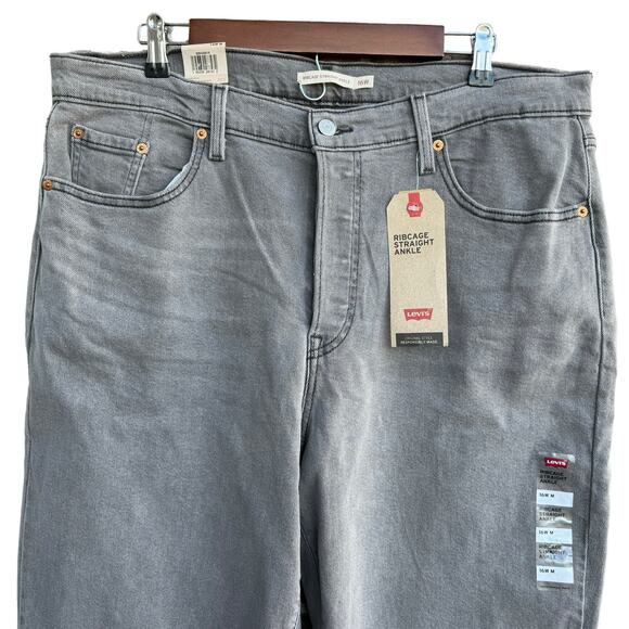 Levi's NWT Ribcage Straight Ankle Jeans 16W Cosmic Chatter Grey Plus - Picture 2 of 9